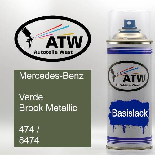 Mercedes-Benz, Verde Brook Metallic, 474 / 8474: 400ml Sprühdose, von ATW Autoteile West.